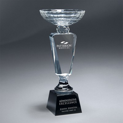 Faceted Crystal Cup on Black Crystal Base (Large)
