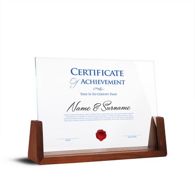 Personalized Mirror Recognition Plaque on Wood Base